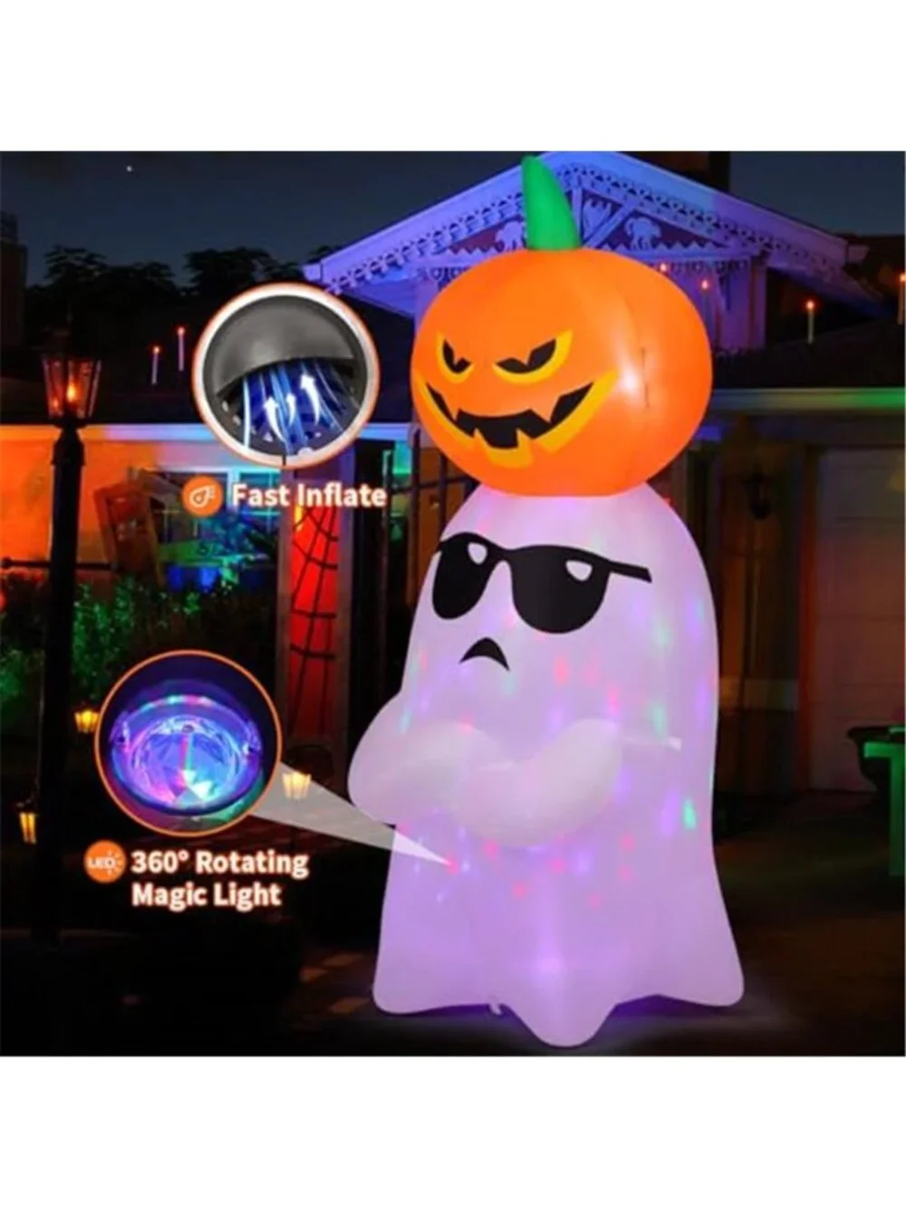 6.2 FT Halloween Inflatables Ghost with Pumpkin Outdoor Decorations Blow